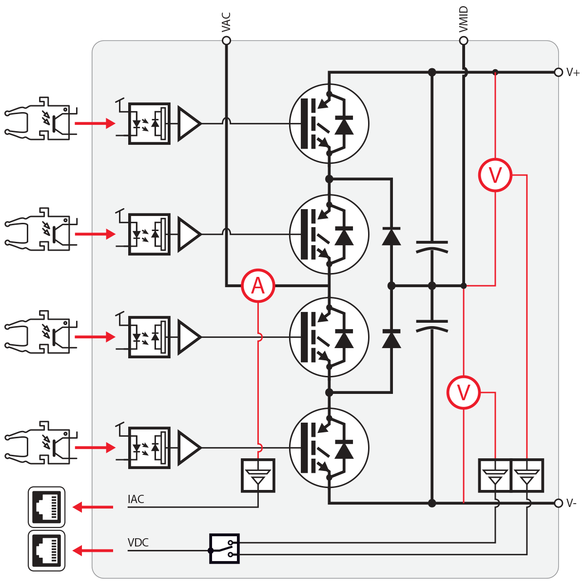 Electrical schematic of the PEN8018 NPC converter module.